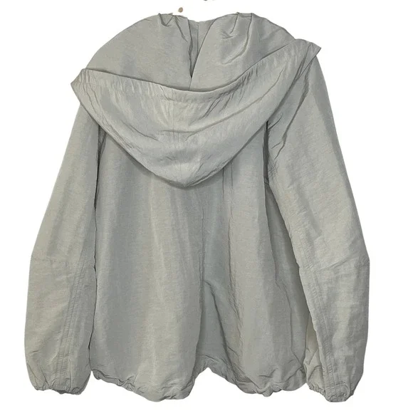 COS Womens XS Beige Hooded Zip Up Utility Jacket Minimalist Stone Windbreaker - Picture 2 of 8